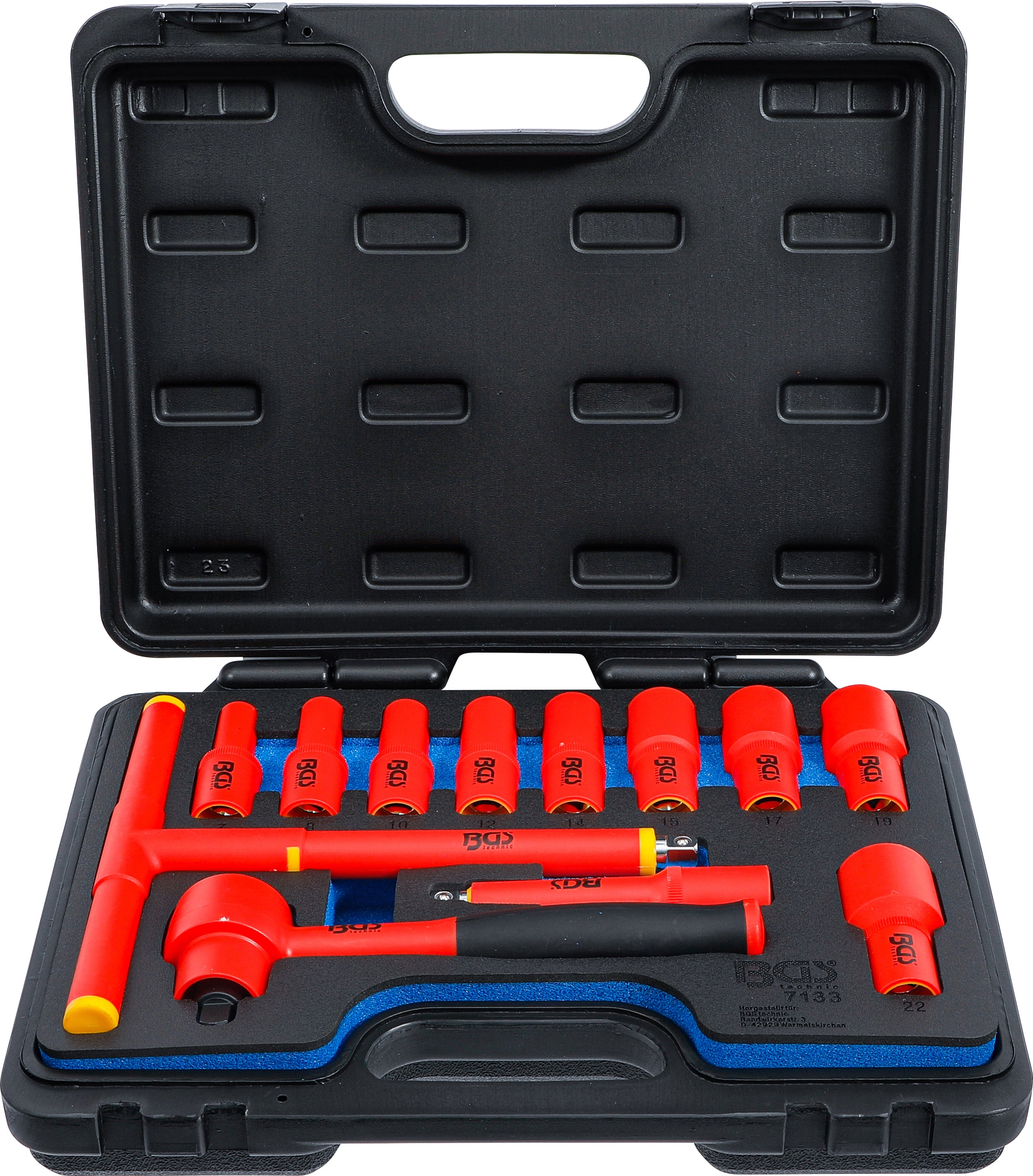 VDE-Hylsnyckel-sats | anslutning 10 mm (3/8") | 7 - 22 mm | 12 delar