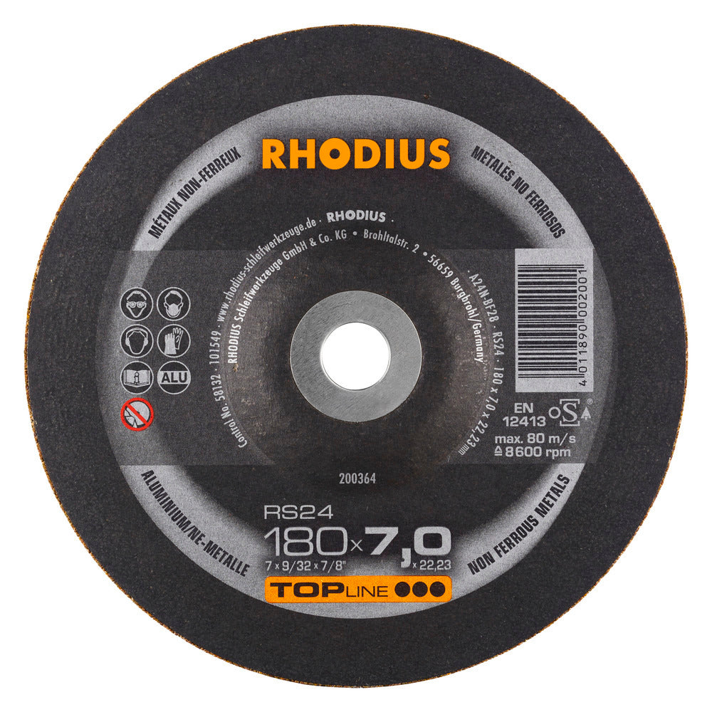 RHODIUS RS24 Slipskiva ALU 180x7,0x22,23 (10 förp)