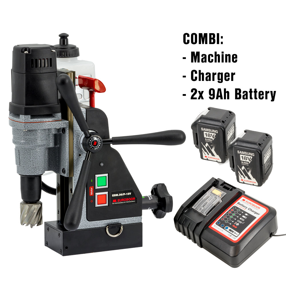 Euroboor Magnetborrmaskin 18V-9Ah(2 batterier 1 laddare)