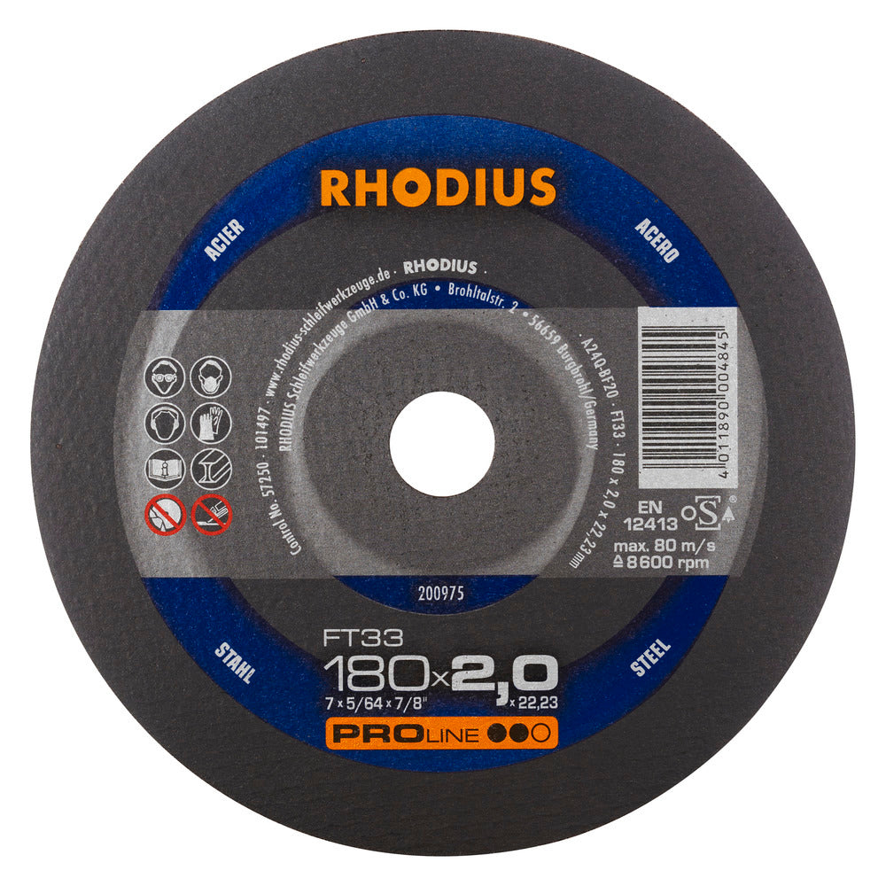 RHODIUS FT33 Kapskiva 180x2,0x22,23 (25 förp)