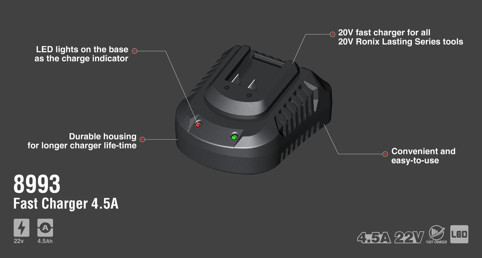 4 A snabbladdare
20 V