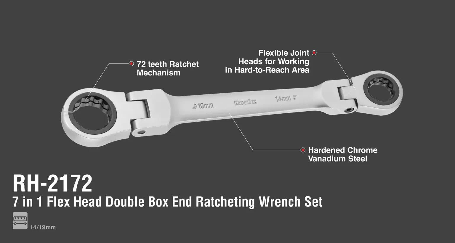 7-i-1 Flex-Head Double Box End
Spärrnyckelset